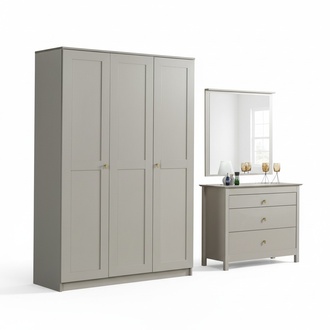 Bedroom set large wardrobe + stylish chest of drawers luxurious white wood