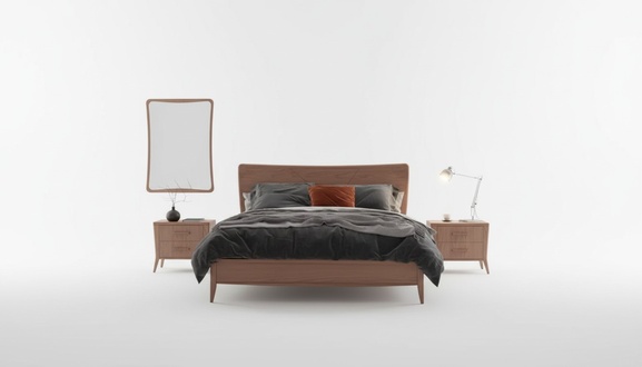 Bedroom Set Luxury Bed 2x Bedside Tables Design Brown 3pcs Modern