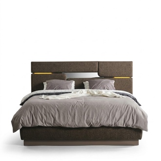 Bedroom set luxury bed brown color and 2x bedside tables 3 pieces