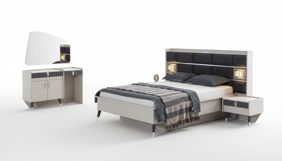 Bedroom set luxury bed designer dressing table console 5pc set