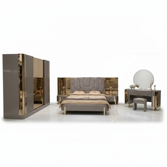 Bedroom Set Luxury Complete Bed 2x Bedside Table Wardrobe 4tlg