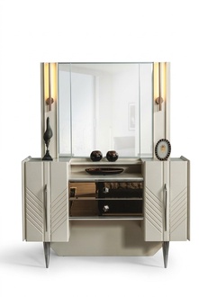 Bedroom Set Luxury White Dressing Table Mirror Designer 2pc Set