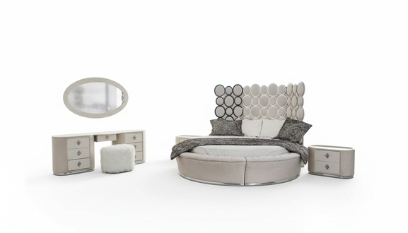Bedroom set modern bed + 2 bedside tables + dressing table + mirror new