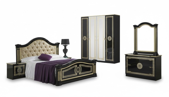 Bedroom set style modern bed bedside table chest of drawers bed furniture 6 pieces. group new