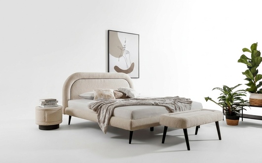 Bedroom Set White Bed Elegant 2x Bedside Tables Luxury Stool Modern .