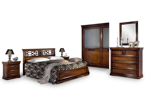 Bedroom wood brown bed luxury furniture Vaccari cav giovanni solid wood New