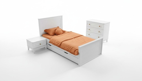 Bedroom youth room set children\'s room bed nightstand dresser 3-piece new