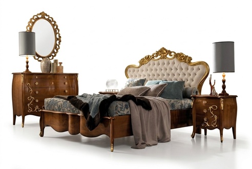 Bed set bed luxury classic bedroom hotel bed baroque furniture wood