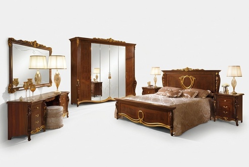 Bedroom wooden 3-door bedside console in antique style italian furniture arredoclassic™