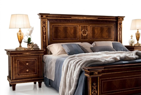 Bedroom wooden bedside console with 2x swing doors in antique style italian furniture arredoclassic™