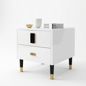 Nightstand Chest of Drawers Side Table Console High Gloss Gold White Table