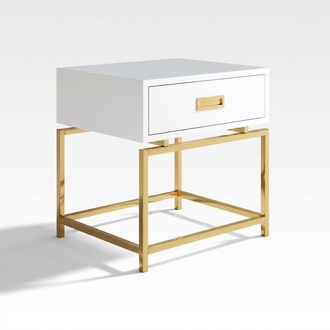 Nightstand Chest of Drawers High Gloss Gold Stainless Steel Side Table Console