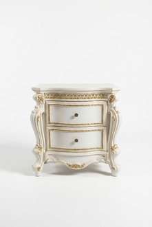 Baroque style made of real wooden bedside table with 2-sliding drawers