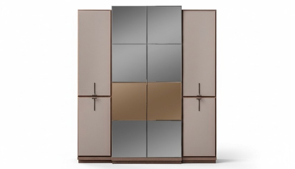 Beige bedroom wardrobe Designer wooden wardrobe Glass wardrobe New