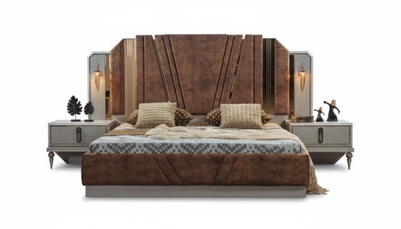 Beige beds luxury 2x bedside tables bedroom designer furniture 2pc set