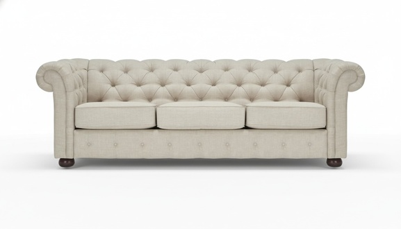 Beige Chesterfield Living Room Modern Design Couches Sofa Velvet Furniture Fabric New