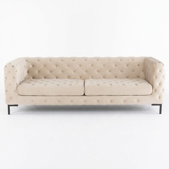 Beige Chesterfield sofa 3-seater couch upholstery fabric premium textile choice velvet new
