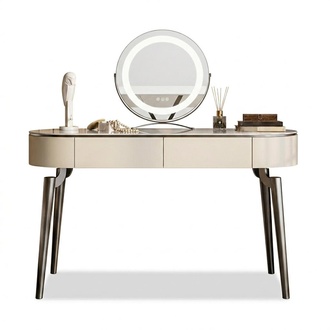 Beige cosmetic table designer bedroom furniture elegant dressing table