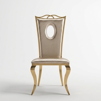 Beige Dining Room Chair Modern Single Seater Faux Leather Chair Stainless Steel Furniture