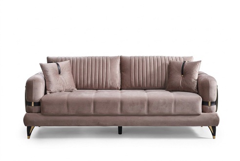 Beige fabric sofa 3-seater modern living room luxury upholstered furniture