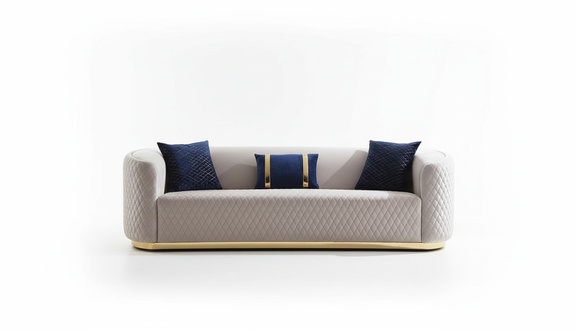 Beige three seater stainless steel furniture luxury couch sofas design living room furniture