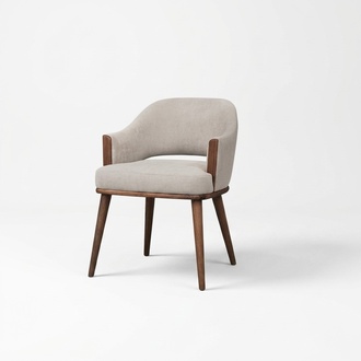 Beige upholstered chair wooden frame kitchen chair armchair armrests chair