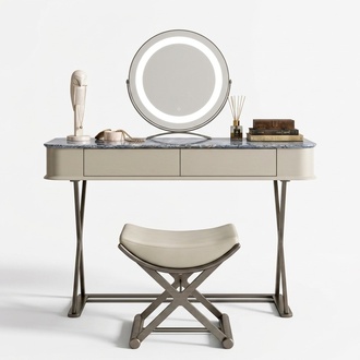 Beige Dressing Table Design Bedroom Furniture Luxury Wooden Dressing Tables