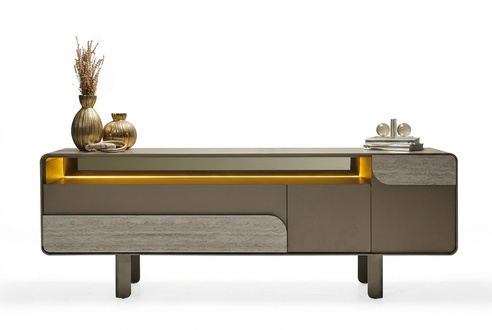 Beige wooden console in an elegant design.