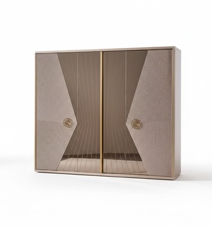 Beige Wardrobe Wooden Cabinets Bedroom Furniture Stainless Steel Cabinet