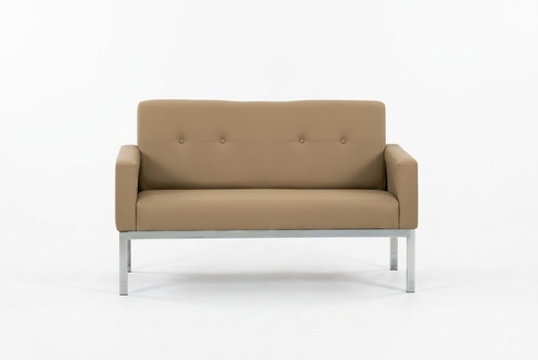 Beige Two Seater Office Furniture Upholstered Sofa Wooden Frame