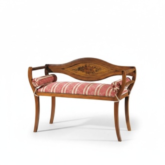 Bench designer upholstered bench textile living room Classic seating furniture