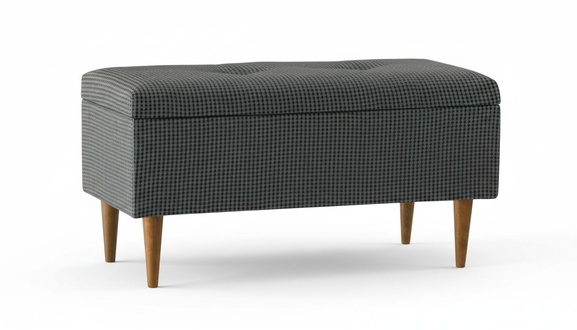 Bank bench, stool, padded bench, storage seat chest with space, checkered.
