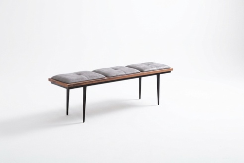 Bench bench upholstered bench dining room seater fabric brown design