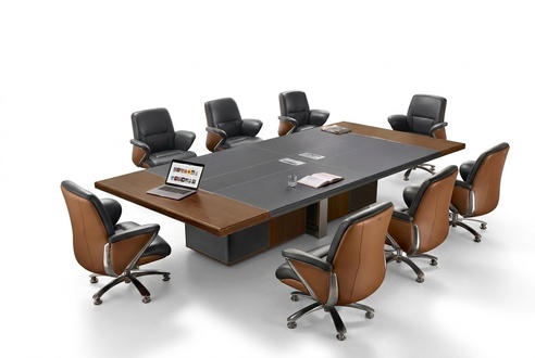 Meeting table, conference table, seminar table, training room, 6 x armchairs, 7 pieces.