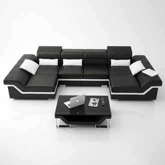 Large leather seat cover new leather sofa XXL sofa with USB corner sofa living landscape
