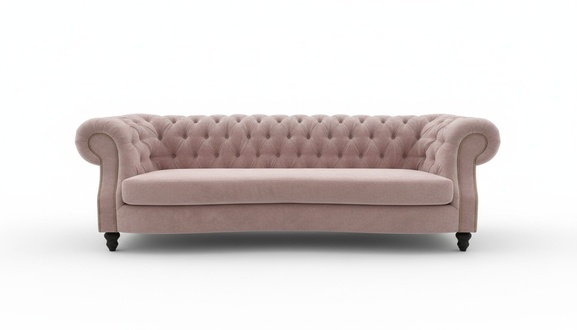 Chesterfield Sofa XXL 4-Seater Light Grey Comfortable Couch Padded Textile Fabric Upholstered New