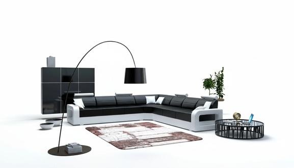 BIG SOFA LEATHER SOFA SLEEPER SOFA CORNER SOFA LEATHER COUCH WITH SLEEP FUNCTION LIVING LANDSCAPE