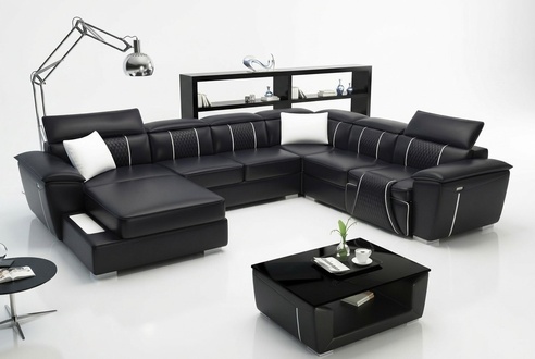 Big U Shape Corner Sofa Couch Upholstery Set Leather Textile Fabric Living Room Landscape