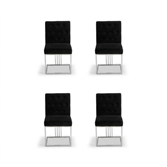 Black 4x Chairs Armchair Designer Dining Room Furniture Dining Chairs Stainless Steel Chair