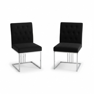 Black Armchair Designer 2x Chairs Dining Room Furniture Dining Chairs Stainless Steel Chair