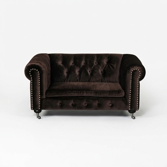 Black baroque sofa couch - Chesterfield fabric 2-seater leather textile on wheels jvfurniture®
