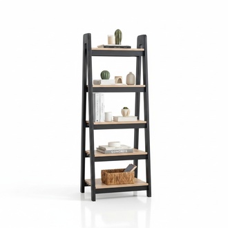 Black-Brown Bookshelf Designer Wall Shelf Office File Rack Stand