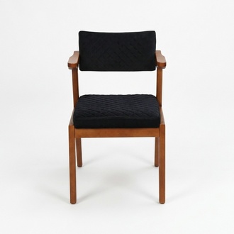 Black-Brown Single Seater With Armrests Designer Dining Chairs