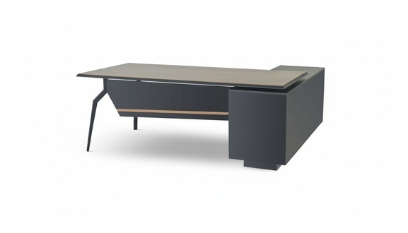 Black-Brown Study Table Designer Corner Table Wooden Office Furniture