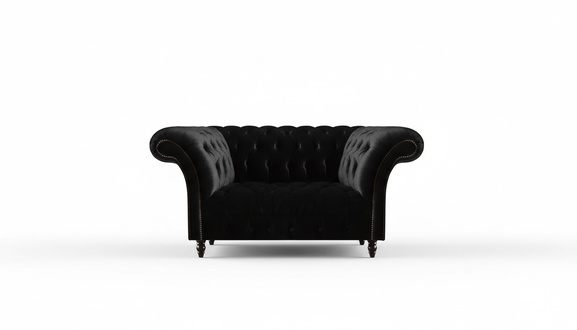 Black Chesterfield luxury sofa living room two-seater designer furniture