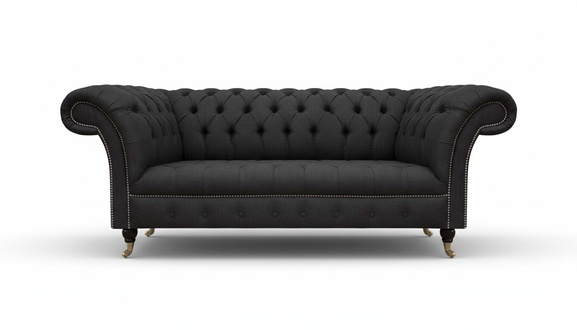 Black Chesterfield Sofa Designer Living Room Elegant Couch 3-Seater