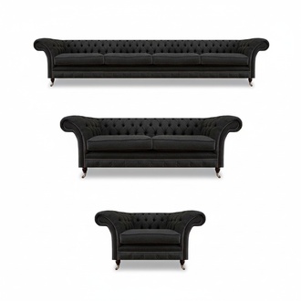 Black Chesterfield sofa set designer two-seater four-seater couch