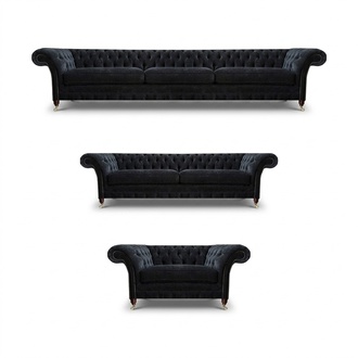 Black Chesterfield sofas designer living room upholstered couches armchairs