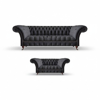Black Chesterfield couches designer living room upholstered furniture 2-piece set