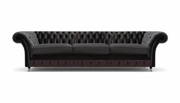 Black Chesterfield textile couch living room seating furniture designer 3-seater
